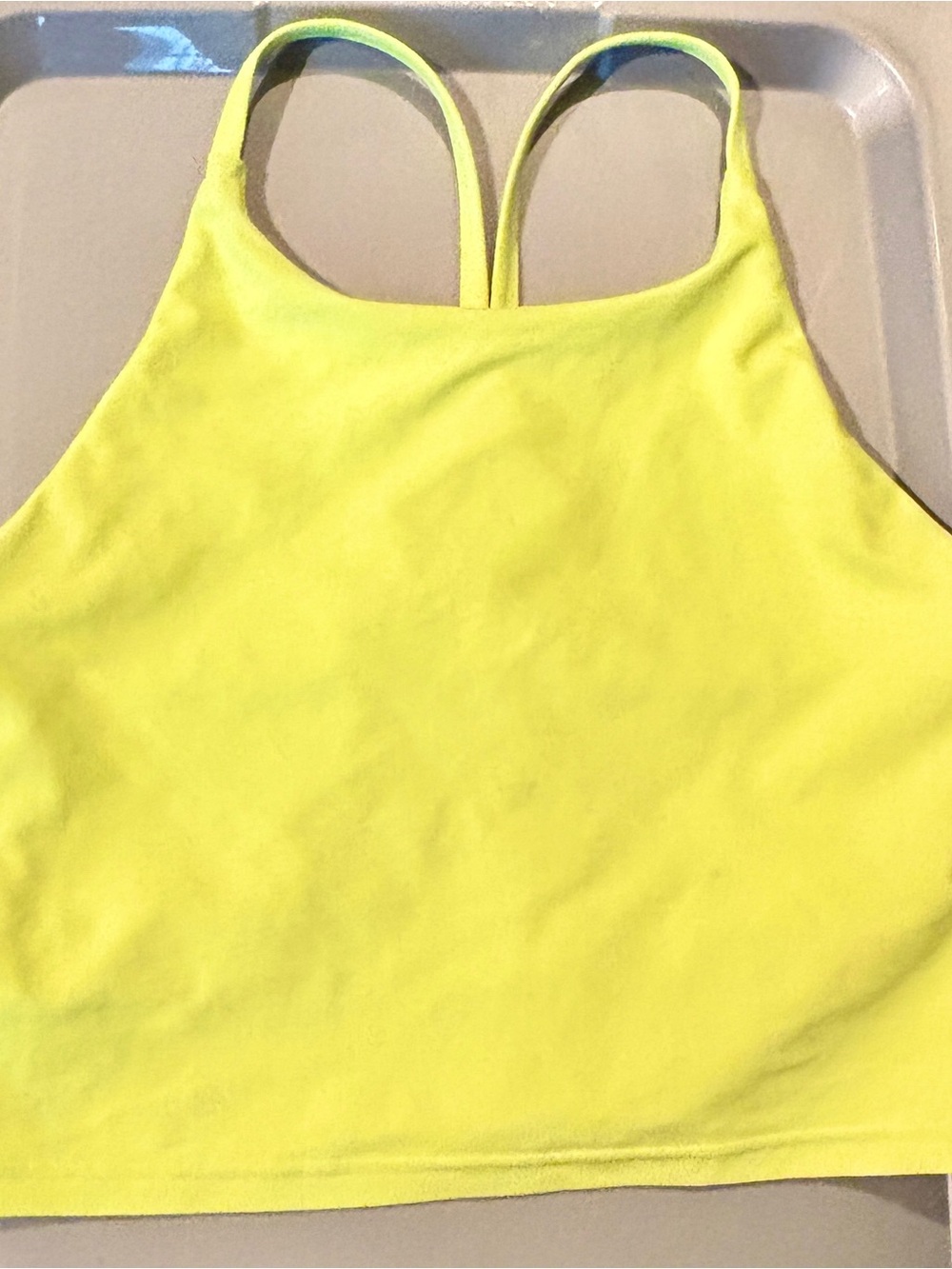 Old Navy Powersoft Neon Yellow High Neck Crop Tank Top Large